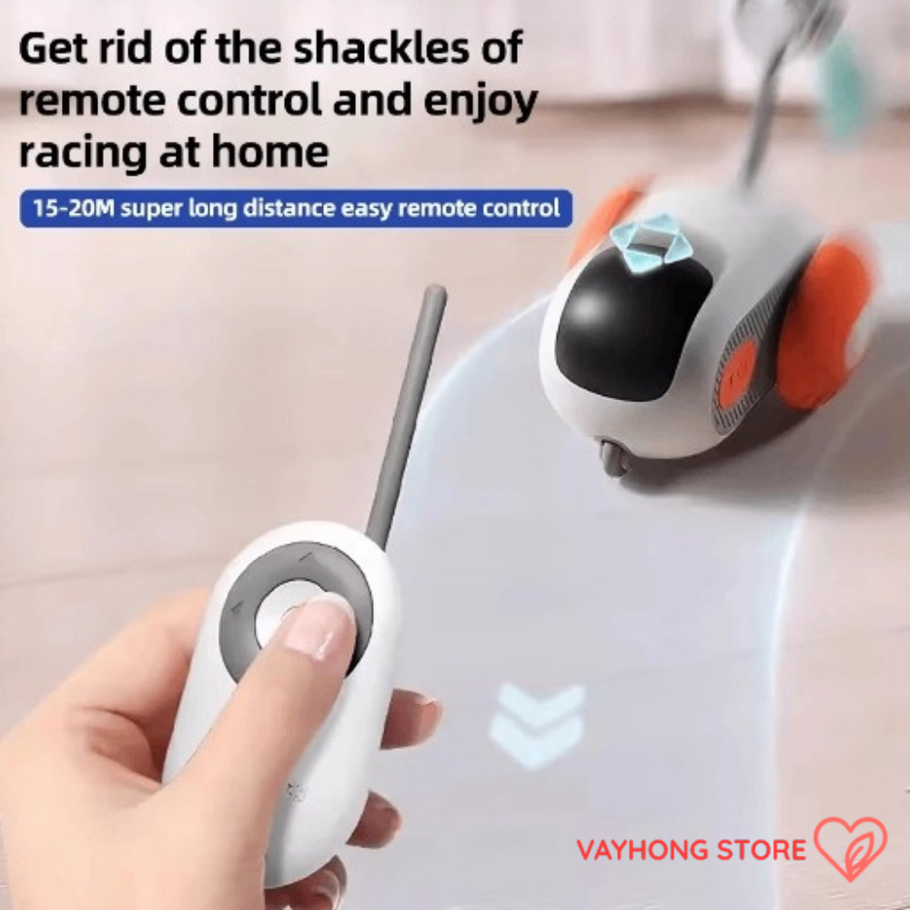 WhiskerZoom™ Smart Cat Toy Car – Auto-Rolling & Remote-Control Fun for Curious Cats