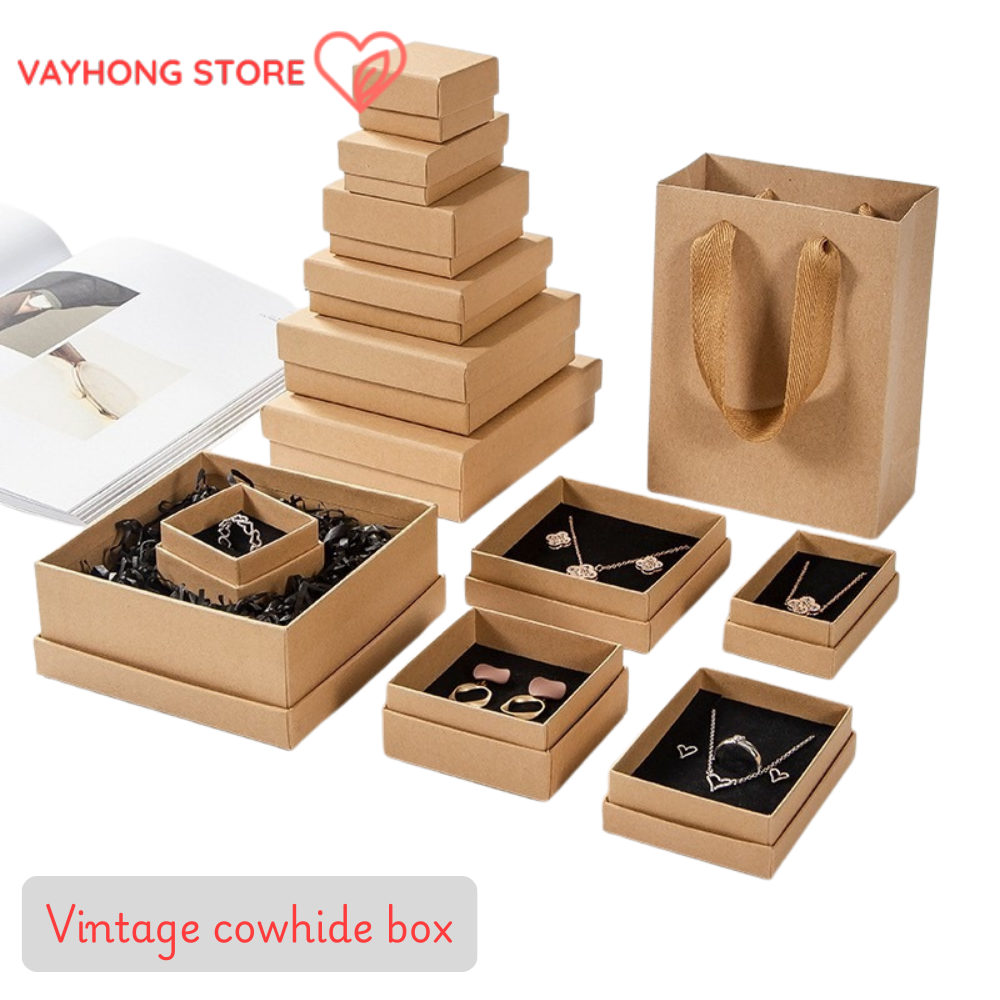 SkyCover™ Black Cowhide Jewelry Box – Premium Packaging for Rings, Earrings, Necklaces & Bracelets