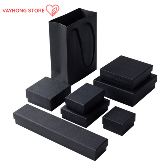 SkyCover™ Black Cowhide Jewelry Box – Premium Packaging for Rings, Earrings, Necklaces & Bracelets