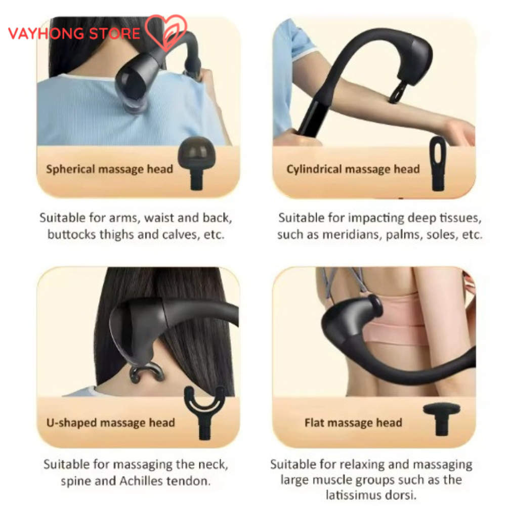 FlexRelief™ – 4-in-1 Fascia Gun Massager for Deep Muscle Recovery